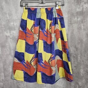 WOLF & RITA Maxi Skirt Girls 12Y Abstract Geo Organic Cotton Pull On Art Retro